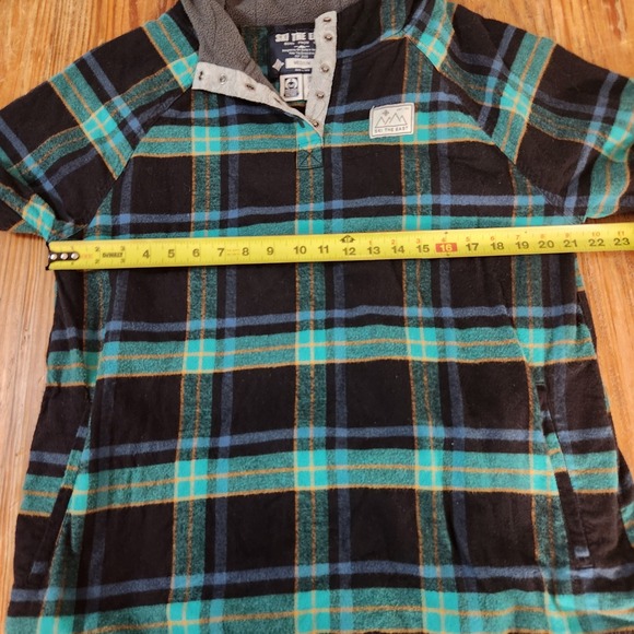 Ski the East Women's Flannel Fleece Lined Henley Hoodie Med Organic Recycled - Picture 9 of 15